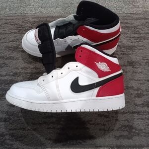Nike White and Red High-Top Sneakers